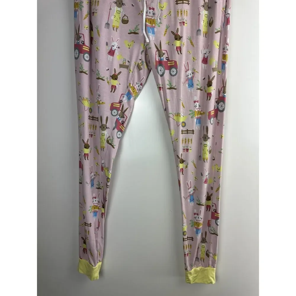 Little Sleepies Hop to it Bunny Pajama Pants Bamboo Pink Bunnies Women’s Small - Picture 6 of 10